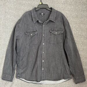 Western Denim Shirt Mens XXL Frye Black Button Up Pockets Cowboy Long Sleeve